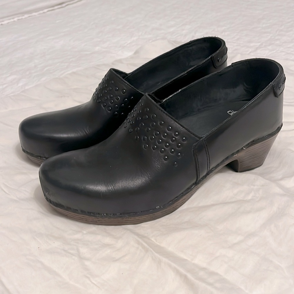 Dansko Black Studded Leather Clogs